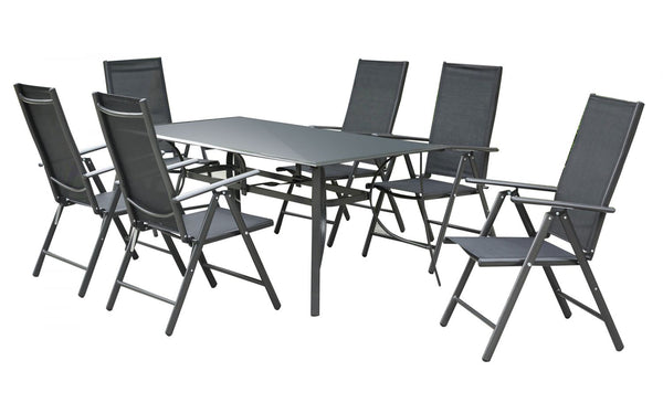 Table de jardin et 6 chaises en aluminium BARATHE