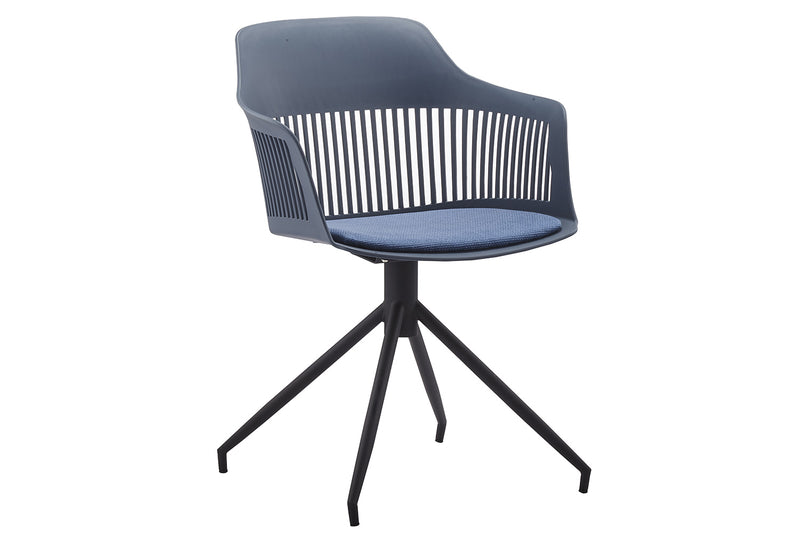 Chaise design avec accoudoirs bleu foncé BELLA
