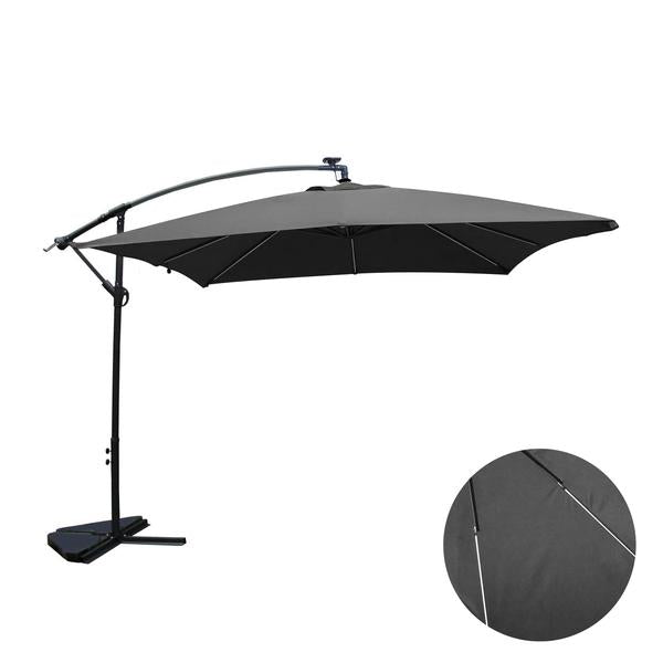 Parasol Néon LED déporté 3 x 3 m gris DARZO