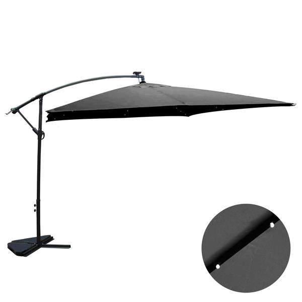 Parasol Bulle LED déporté 3 x 3 m gris DAVAGNA