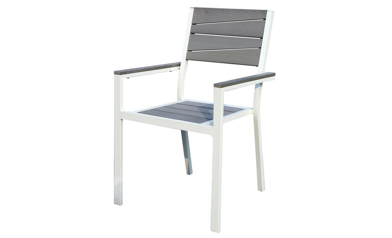 Table de jardin et 6 fauteuils en aluminium gris et blanc FAVAL