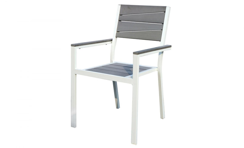 Table de jardin et 4 fauteuils en aluminium gris et blanc FAVAL