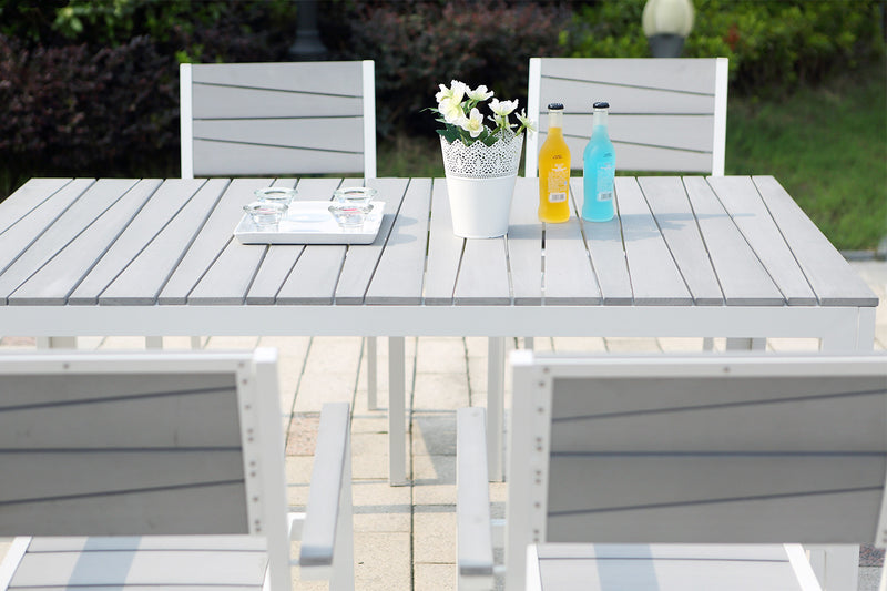 Table de jardin et 6 fauteuils en aluminium gris et blanc FAVAL