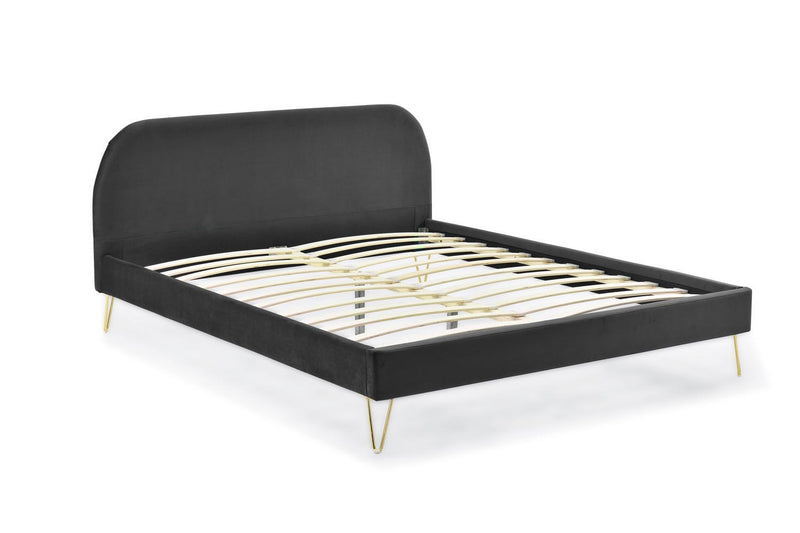 Structure de lit 160 x 200 cm en velours et laiton gris GARBERA