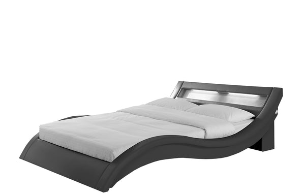Lit Julia - Cadre de lit en simili Gris avec LED intégrées - 160x200cm