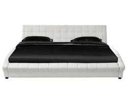 Lit Malina - Cadre de lit en simili capitonné Blanc - 140x190cm