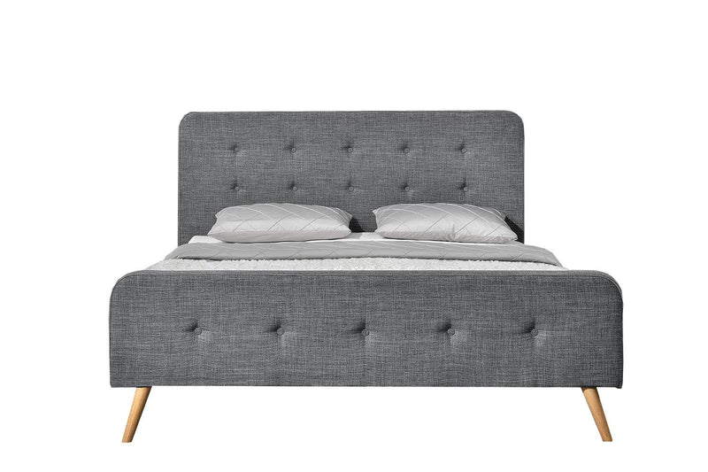 Lit Paulie - Cadre de lit scandinave gris foncé avec pieds en bois - 160x200