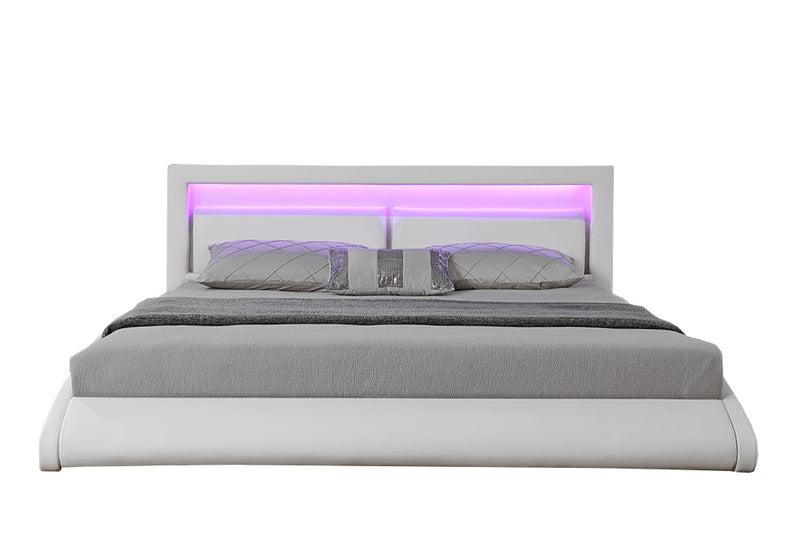 Lit Tita - Cadre de lit en simili Blanc avec LED intégrées - 160x200cm
