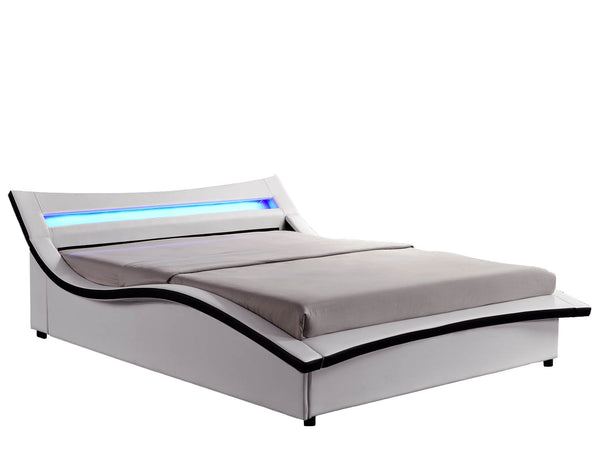 Structure de lit LED avec coffre en PU 160 x 200 cm blanc TOLEDO