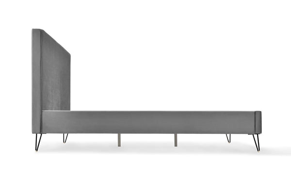 Structure de lit 140 x 190 cm en velours gris et noir MALARD