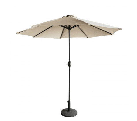 Maoi Bulle écru : parasol LED droit, rond et inclinable Ø270 cm