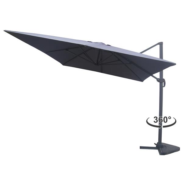 Parasol déporté et rotatif 3 x 4 m gris NAVIA