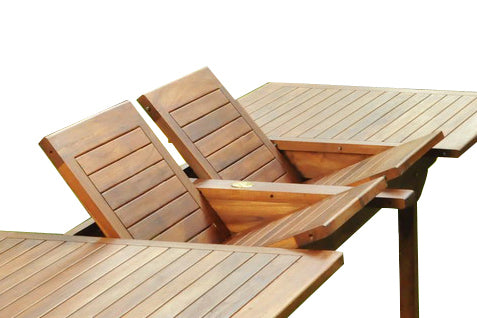 Table de jardin rectangle 10 places et 10 chaises en teck huilé NARRA