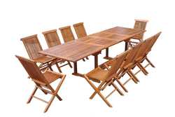 Table de jardin rectangle 10 places et 10 chaises en teck huilé NARRA