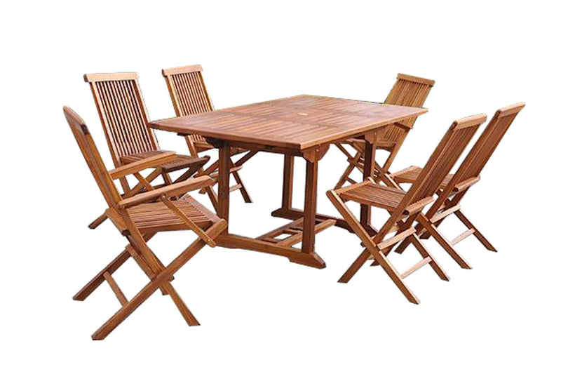Narra 6 huilé Table rectangle + 2 fauteuils + 4 chaises