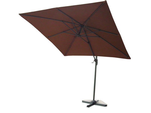 Parasol déporté 3 x 3 m chocolat RAKANO