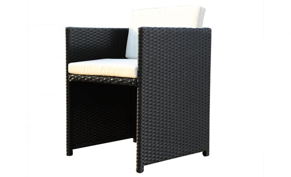 Table et chaises 10 places encastrables résine noir/blanc REGINA