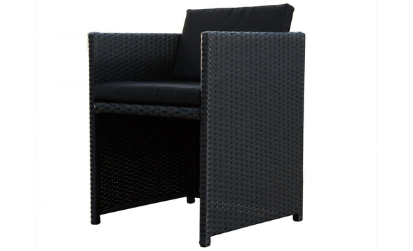 Table et chaises 6 places encastrables en résine noir/noir REGINA