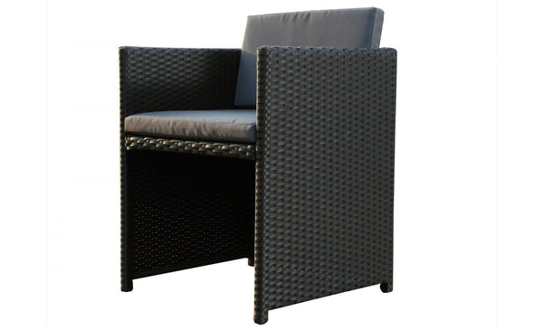 Table et chaises 4 places encastrables en résine noir/gris REGINA