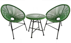 Salon de jardin 2 fauteuils ronds et table basse vert LIO