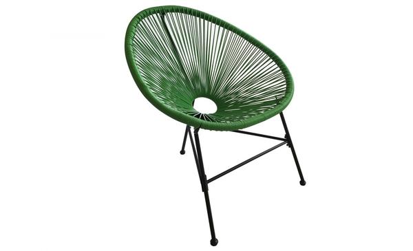 Salon de jardin 2 fauteuils ronds et table basse vert LIO