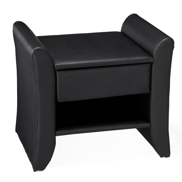 Urva noir : table de chevet en simili noir avec 1 tiroir et 1 étagère