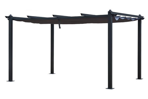 Pergola auto-portée 3 x 4 m avec toile rétractable grise DIAZ