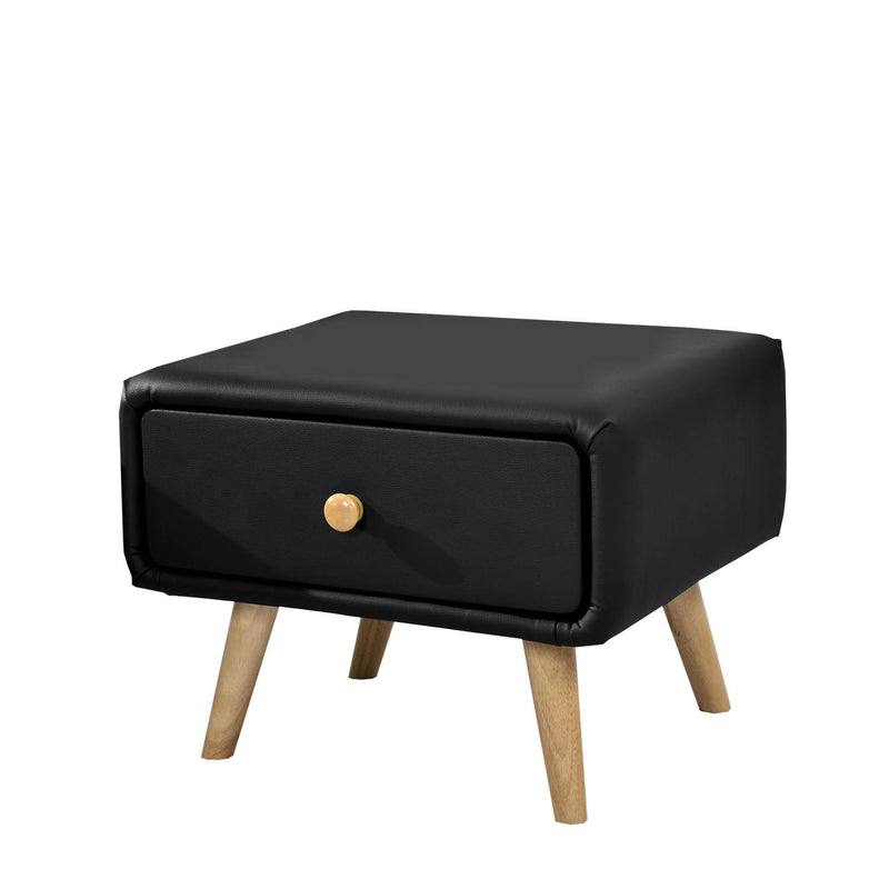 Wali noir : table de chevet scandinave noir avec 1 tiroir et 4 pieds en bois