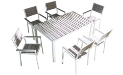 Table de jardin et 6 fauteuils en aluminium gris et blanc FAVAL